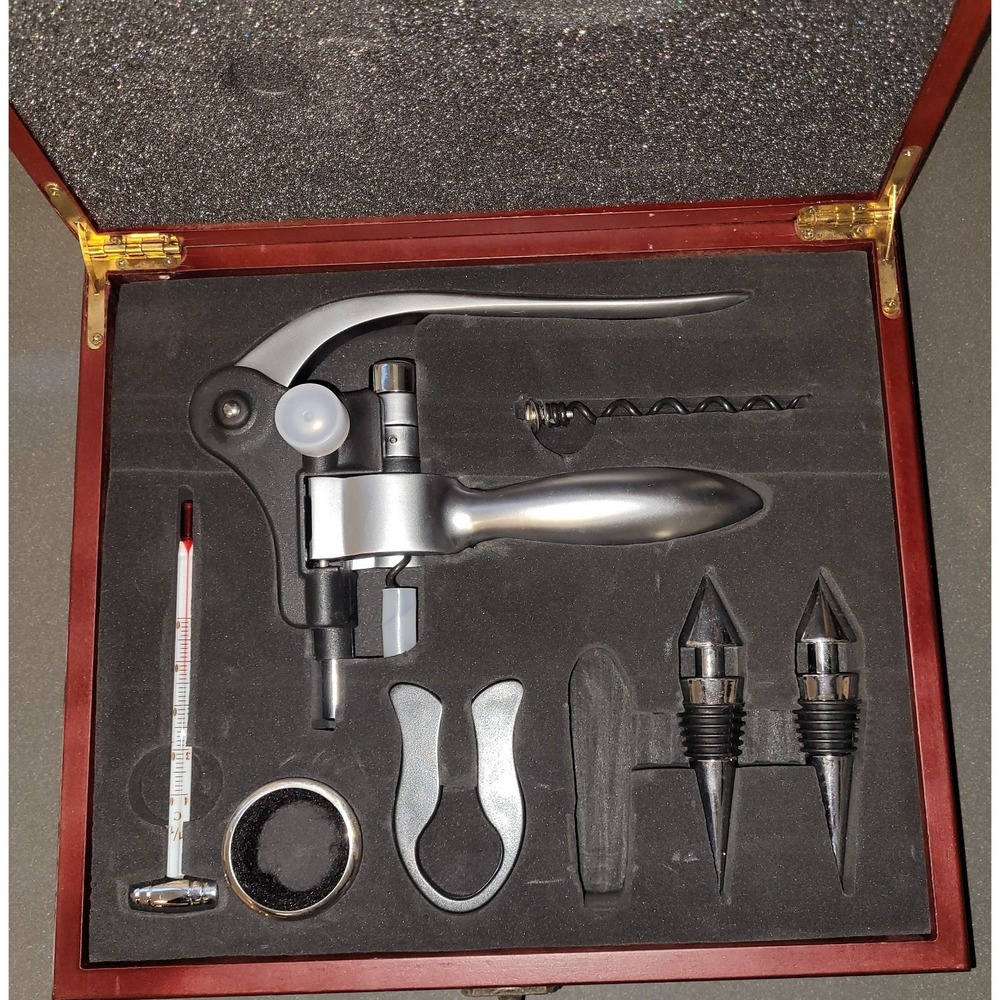 Wine Accessories Kit Wine Bottle‎ Opener, Wine Aerator,Foil Cutter, Redwood Box